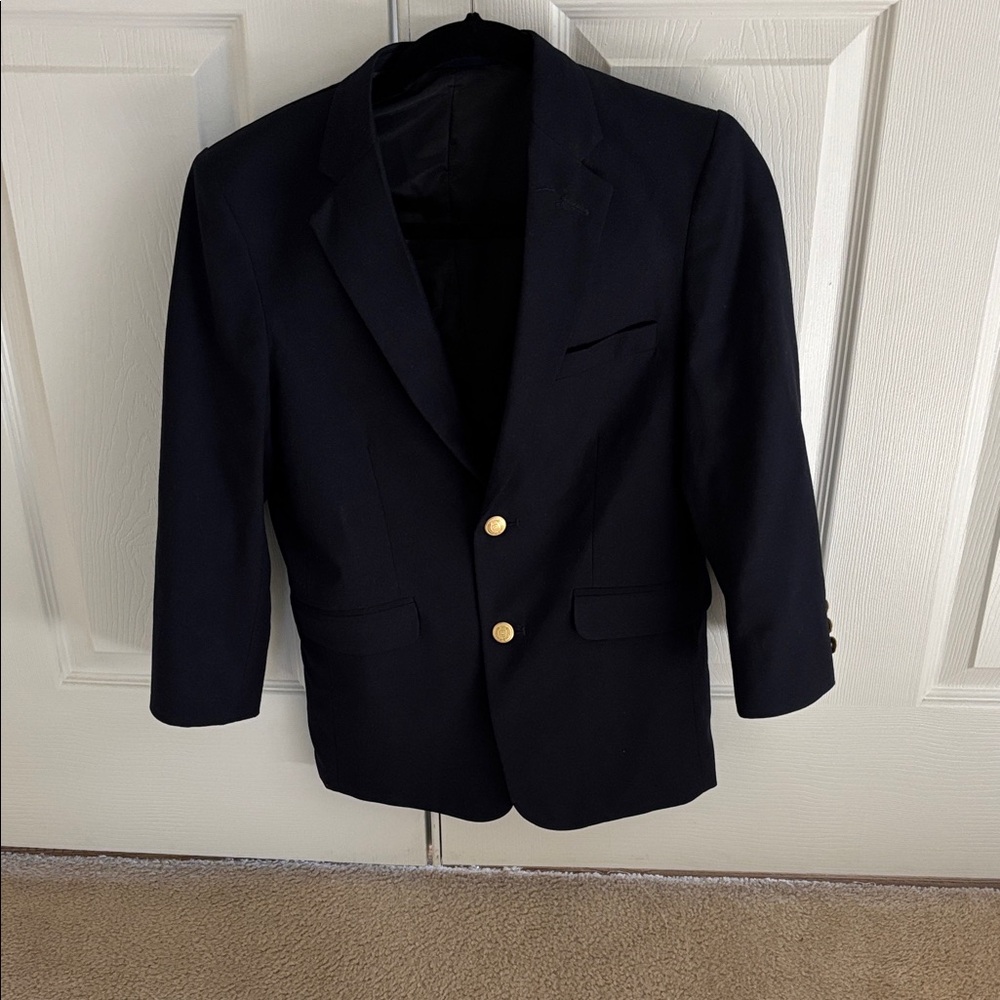 Chaps Dark Blue Blazer with Gold Accents